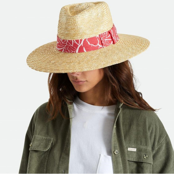 Joanna Wide Brim Natural Straw Traveller Hat Aloha - Brixton