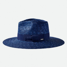 Joanna Wide Brim Traveler Hat Natural Straw Blue - Brixton