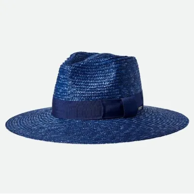 Traveller Hat Wide Brim Joanna Natural Straw Blue - Brixton