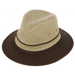 Beige & Brown Cotton Safari Hat - Traclet