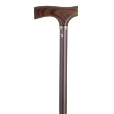 Aluminium adjustable cane with wooden handle - Fayet