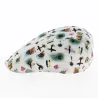 Paperino Flat Cap White Cotton Hawaiian Pattern - Traclet