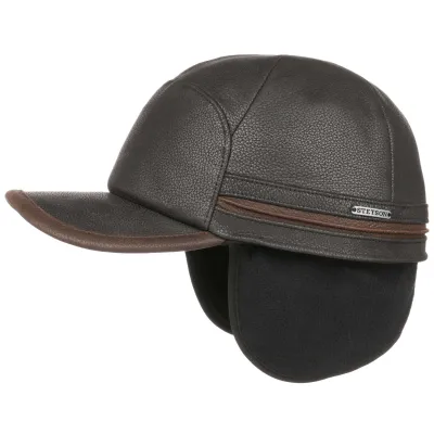 Byers Earflaps Leather Cap Black - Stetson