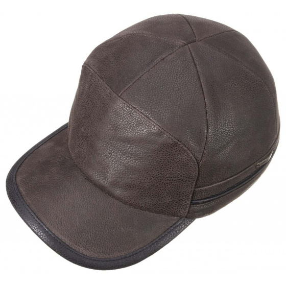 Brown Leather Byers Earflaps Cap - Stetson