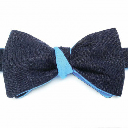 Nœud Papillon Bicolore Bleu marine et Bleu Lin Réversible - Le Coq En Pap