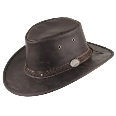 Brown Kangaroo Leather Hat - sundowner scippis - Traclet