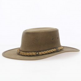 Squashy Leather Hat UPF 50+ Bronco Beige - Barmah