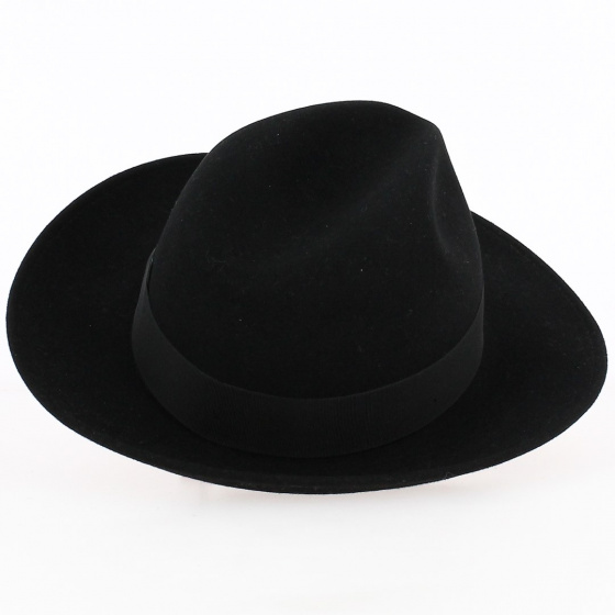 Black Fur Felt Tuscany Fedora Hat - Traclet Black Fur Felt Tuscany Fedora Hat - Traclet