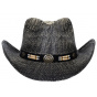 Black Paper Straw Texas Cowboy Hat - Traclet