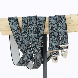 Large Size Black and Gray Arabesque Fancy Suspenders