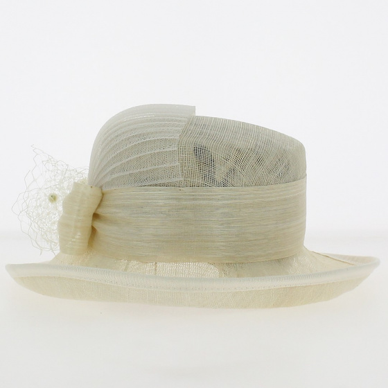 Chapeau de Cérémonie Isa en Paille Ecru - Traclet Chapeau de Cérémonie Isa en Paille Ecru - Traclet