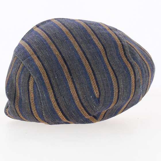 Blue and brown striped flat cap - Traclet Blue and brown striped flat cap - Traclet