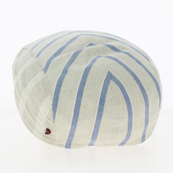 Casquette bombée Beige à rayures bleues - Alfonso d'Este Casquette bombée Beige à rayures bleues - Alfonso d'Este