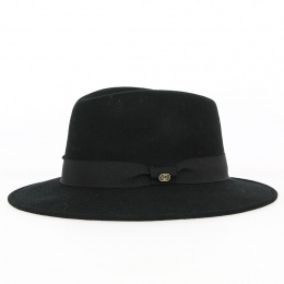 Le Maxo Black Wool Felt Fedora Hat - Traclet