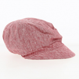 Casquette Gavroche Elorine Réversible Lin & Coton rouge fraise  - MTM