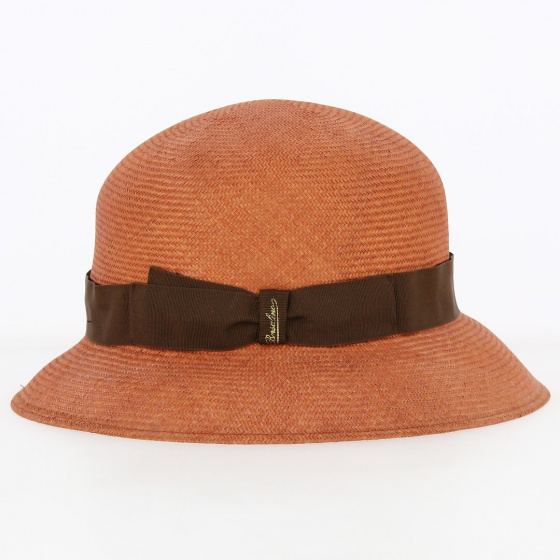Natural Brick Straw Cloche Hat - Borsalino