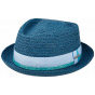 Pork Pie Diamond Raffia Natural Straw Hat Blue - Stetson