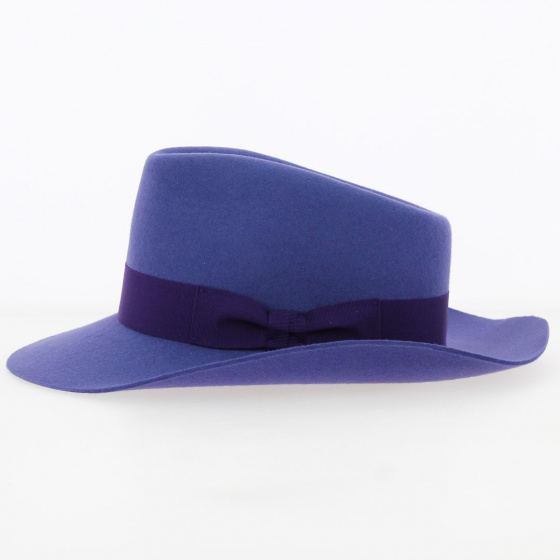 Chapeau Fedora Capel Feutre Bleu Violet - Traclet