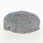 Linen and cotton flat houndstooth cap - Fléchet