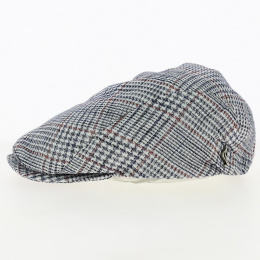Linen and cotton flat houndstooth cap - Fléchet