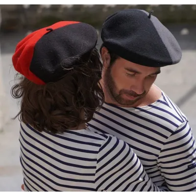Red & Black Wool Duo Beret - The French Beret Reference: 17950| Traclet Hat Shop