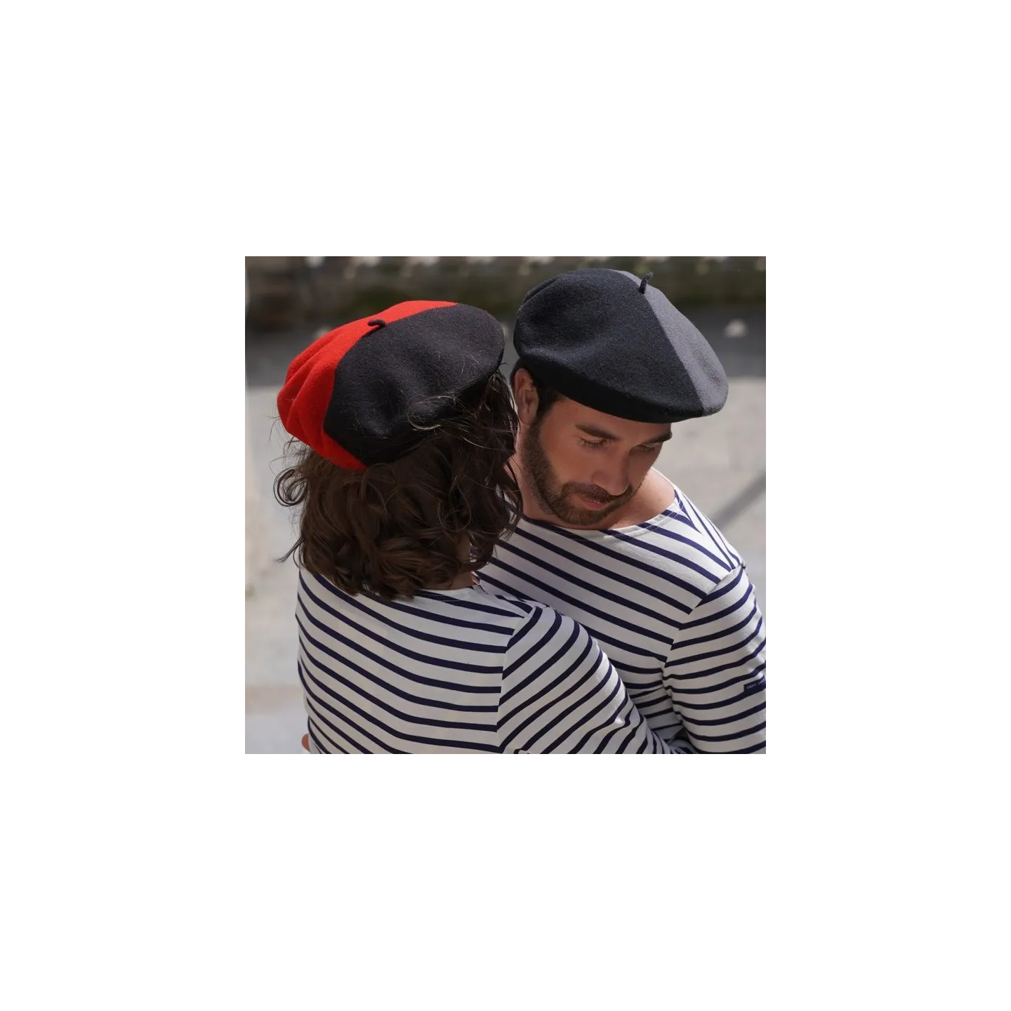 Red & Black Wool Duo Beret - The French Beret Reference: 17950| Traclet Hat Shop