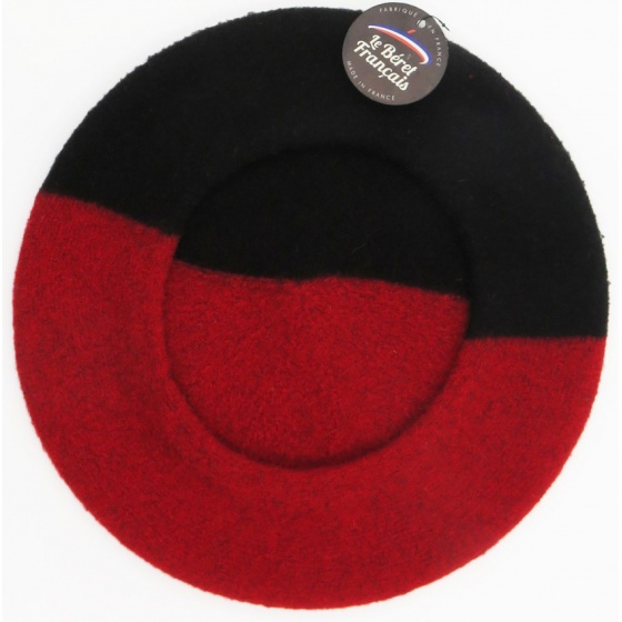 Red & Black Wool Duo Beret - The French Beret