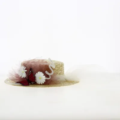 Wild Butterfly Boater: Unique creation by the TRACLET Millinery workshops Reference: 11184 | Traclet Millinery