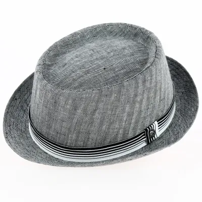 Chapeau Porkpie Chevrons Lin Gris - Traclet