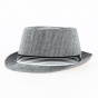 Porkpie Grey Linen Herringbone Hat - Traclet