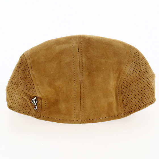 Brown Leather Lino Flat Cap - Flechet Brown Leather Lino Flat Cap - Flechet