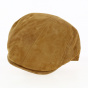 Brown Leather Lino Flat Cap - Flechet