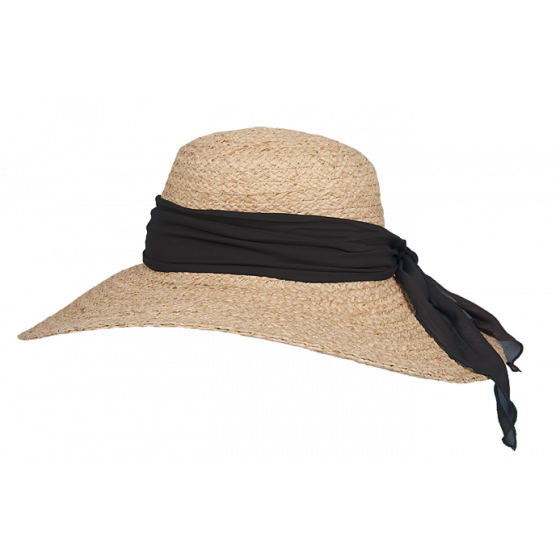 Ocillia Organic Raffia Sun Hat with Black Ribbon - Hatland