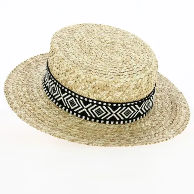 Natural Florentine Aztec Straw Boattier - Fléchet