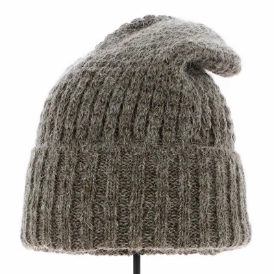 Long Bellevarde Beanie Wool & Mohair heathered brown - Traclet Reference: 16742 | Traclet Hat Shop