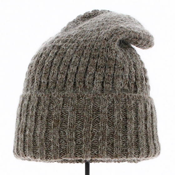Long Bellevarde Beanie Wool & Mohair heathered brown - Traclet