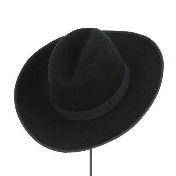 Black Wool Felt Montana Hat - Traclet Black Wool Felt Montana Hat - Traclet