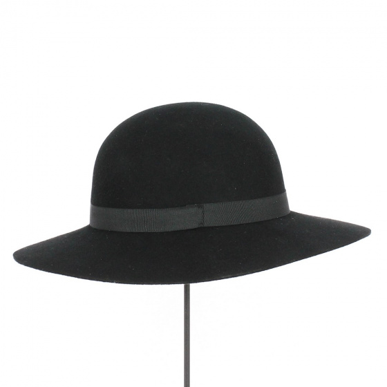 Black Wool Felt Chouan Wide Brim Hat - Traclet Black Wool Felt Chouan Wide Brim Hat - Traclet
