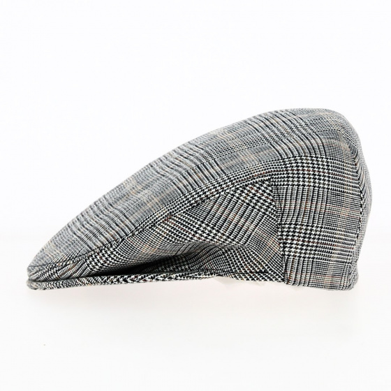 Linen Houndstooth Flat Cap - Traclet