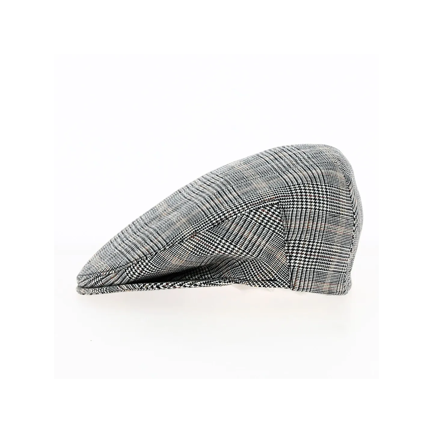 Linen Houndstooth Flat Cap - Traclet Reference: 12422 | Traclet Hat Shop
