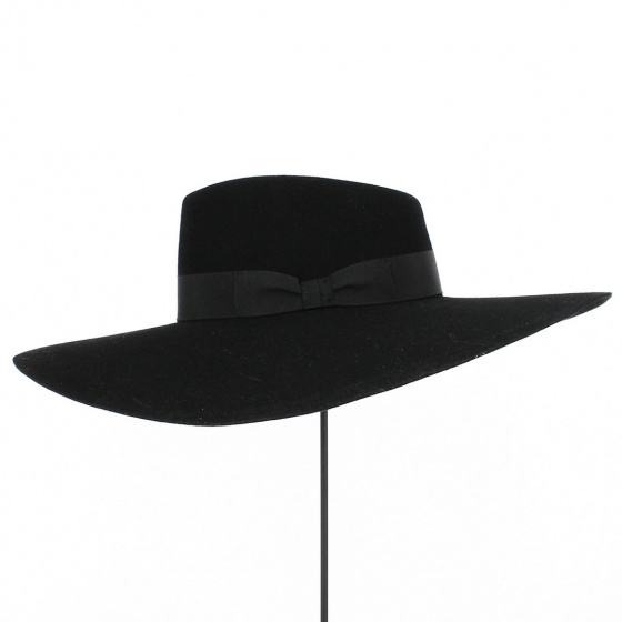 Chapeau Feutre Laine Large Bord Noir - Traclet
