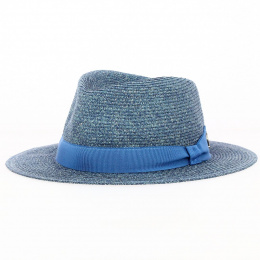 Mottled Blue Straw Paper Traveller Hat - Flechet