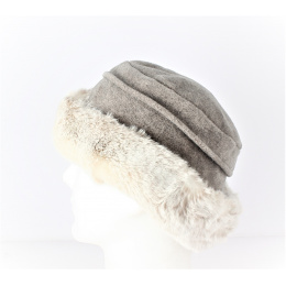 Akilina Faux Fur & Fleece Lined Taupe Beanie - Traclet