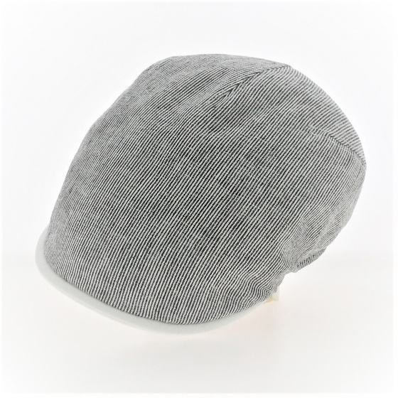 Blue and White Striped Rounded Linen Cap - Traclet
