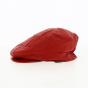 Red Leather Flat Cap - Aussie Apparel