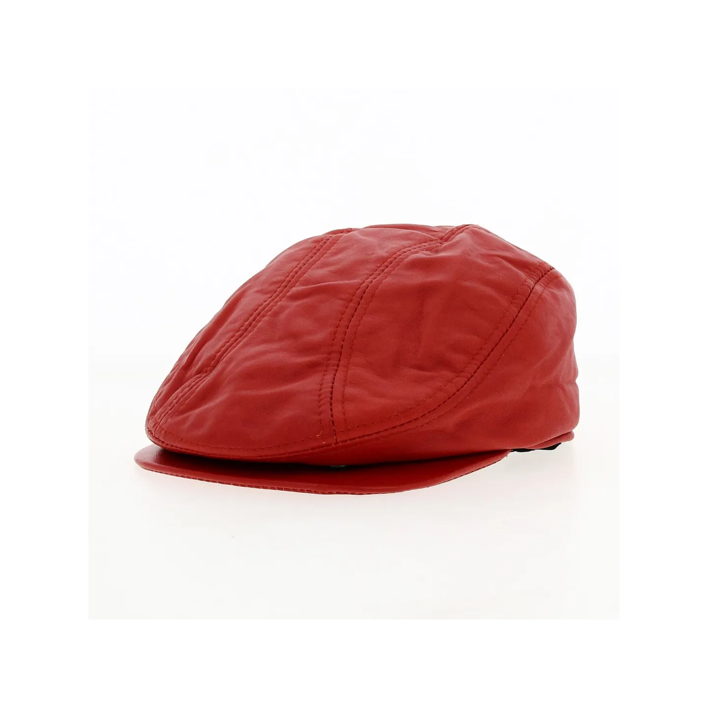 Red Leather Flat Cap - Aussie Apparel