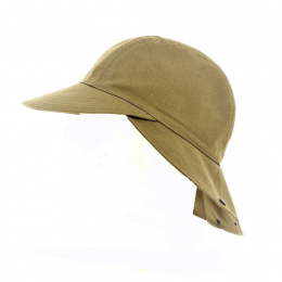 Beige Cotton Baseball Cap with Neck Cover Marly - Crambes