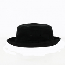 Black Cotton Porkpie Beach Pique Hat - Crambes
