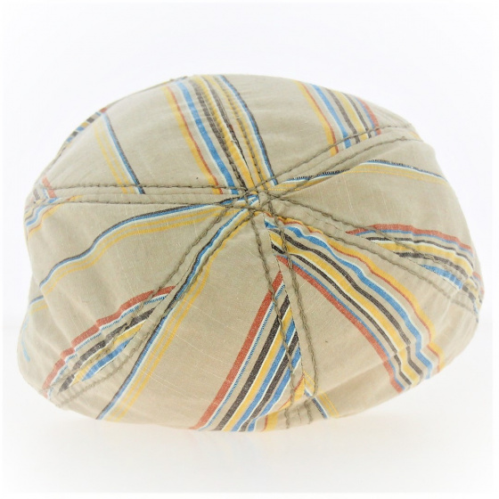 Striped Beige Flat Cap - Keyone
