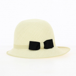 Chapeau cloche Panama Citya Naturel Noeud noir - Traclet